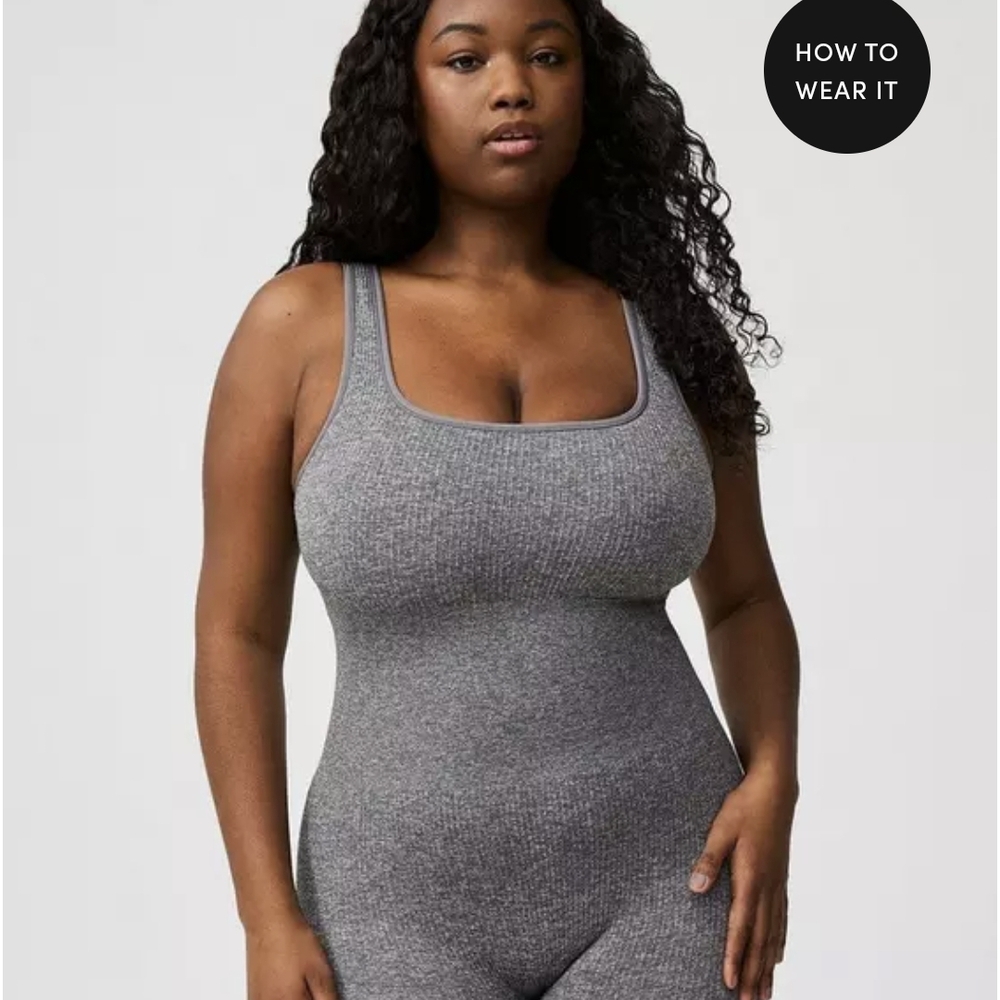 Torrid Gray Ribbed Biker Shorts Set - Picture 2 of 3